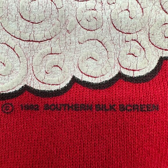 Vintage Christmas Sweatshirt XL 1990s Hanes USA Red Santa Ho Ho Ho Ugly Sweater - Picture 7 of 8